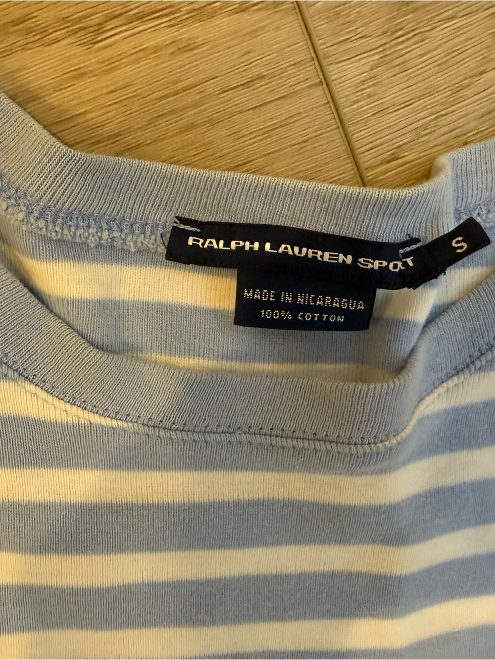 Ralph Lauren Light Blue & White Striped Short Sleeve Tee - Picture 4 of 4